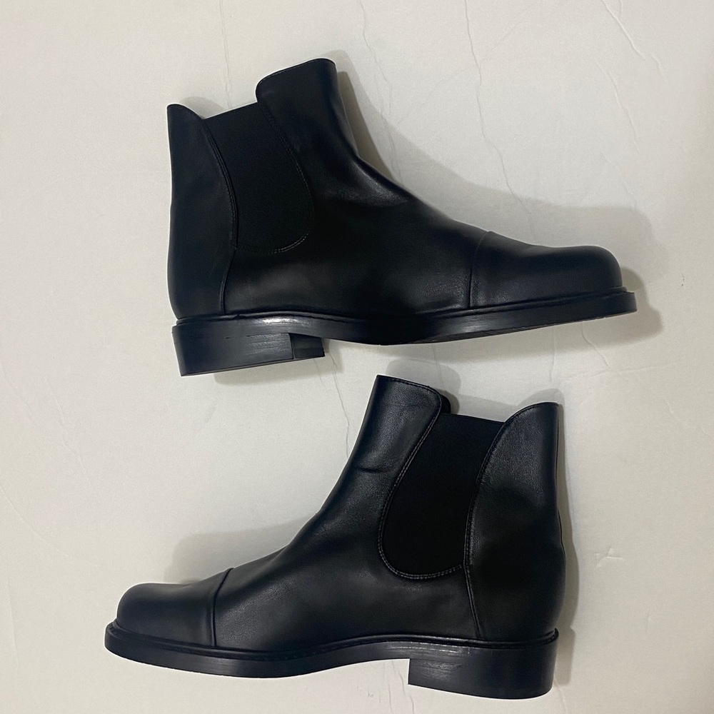 NWOB STUART WEITZMAN Black Leather Ankle Boots Women's Size 5B - Picture 7 of 11